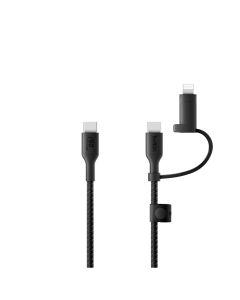 BELKIN 2-IN-1 (USB-C/MFI) 1.5M BRAIDED NYLON CABLE - BLACK CAC003FQ1.5MBK