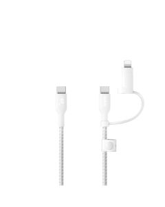 BELKIN 2-IN-1 (USB-C/MFI) 1.5M BRAIDED NYLON CABLE - WHITE CAC003FQ1.5MWH
