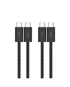 BELKIN USB-C/USB-C 1.5M BRAIDED NYLON CABLE - BLACK (2PACK) CAB019QC05BK2PK