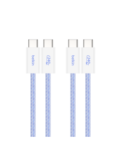 BELKIN USB-C/USB-C 1.5M BRAIDED NYLON CABLE - BLUE (2PACK) CAB019QC05BL2PK