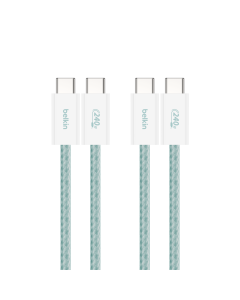 BELKIN USB-C/USB-C 1.5M BRAIDED NYLON CABLE - GREEN (2PACK) CAB019QC05GR2PK