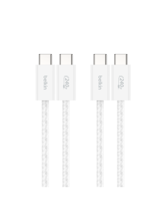 BELKIN USB-C/USB-C 1.5M BRAIDED NYLON CABLE - WHITE (2PACK) CAB019QC05WH2PK