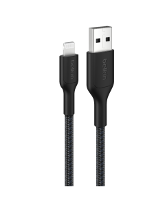 BELKIN USB-A TO LIGHTNING 0.15M BRAIDED CABLE - BLACK CAA020FQ0MBK