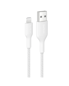BELKIN USB-A TO LIGHTNING 2M BRAIDED CABLE - WHITE CAA020FQ2MWH