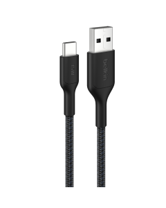 BELKIN USB-A TO USB-C 2.0 15W 2M BRAIDED CABLE - BLACK CAB022FQ2MBK