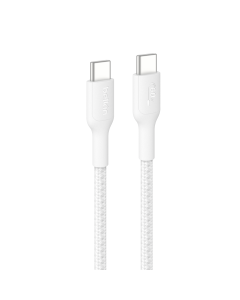 BELKIN USB-C TO USB-C 2.0 60W 1M BRAIDED CABLE - WHITE CAB024FQ1MWH