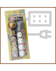 MORRIES 4WAY EXT CORD 3M /2USB(2.1) MS3344/USB2.1