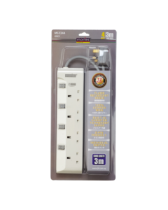 MORRIES 4WAY COLOURED EXTENSION CORD MS3244G-3M