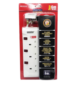 MORRIES 3WAY EXTENSION CORD 6M MS3233(6M)