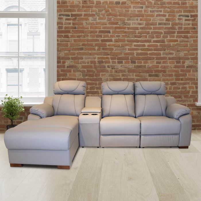 Leather l shape recliner sofa deals