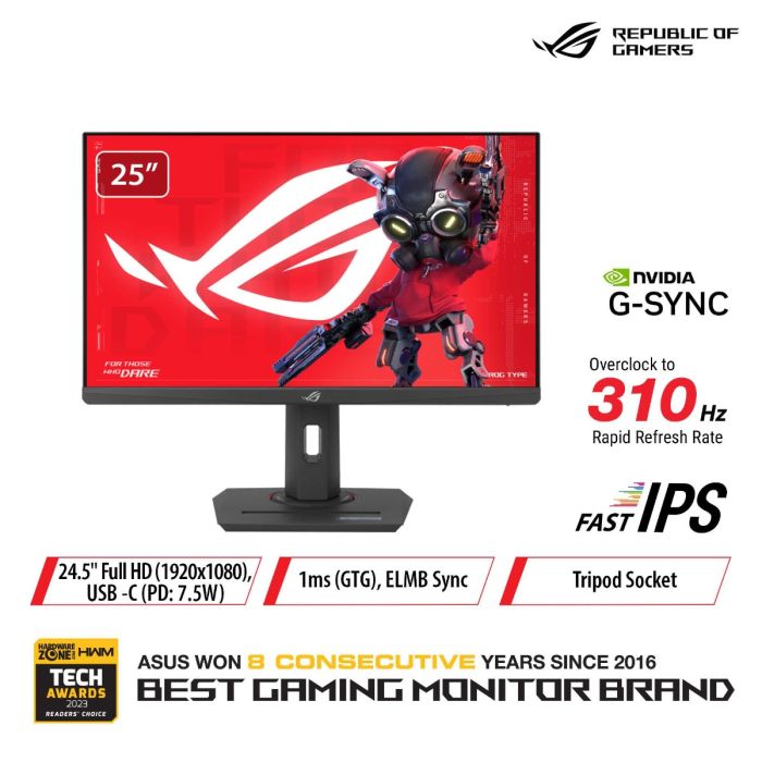 Asus 24.5' ROG Strix XG259CMS - 310Hz, HDR10, 1ms