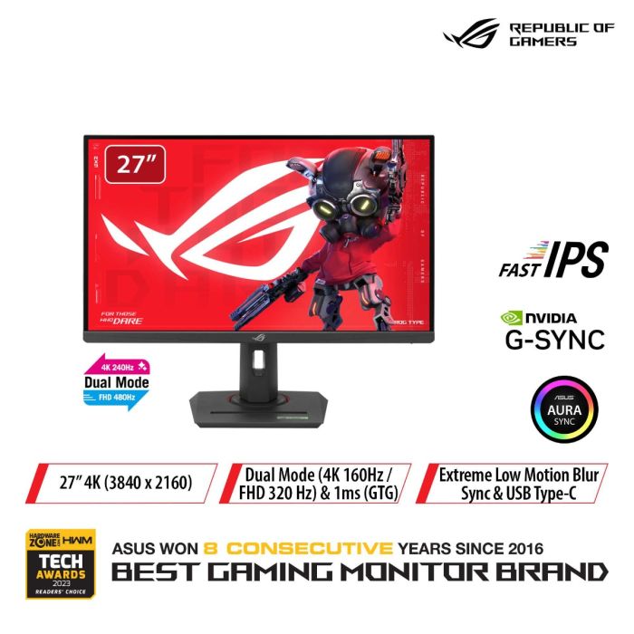 ASUS Rog Strix 4K Gaming Monitor 160Hz, 27 inches