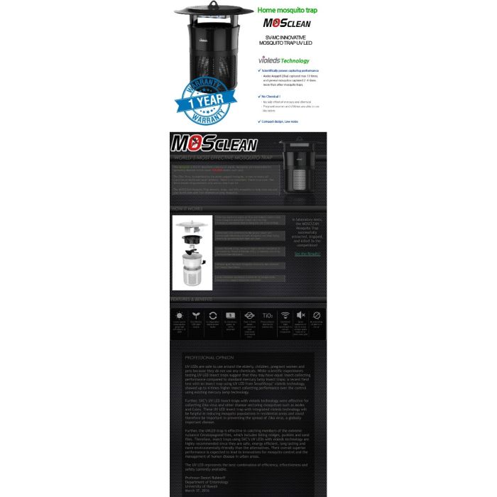 MOSCLEAN UV LED MOSQUITO TRAP MOSCLEAN-MOS-TRAP | Gain City Singapore