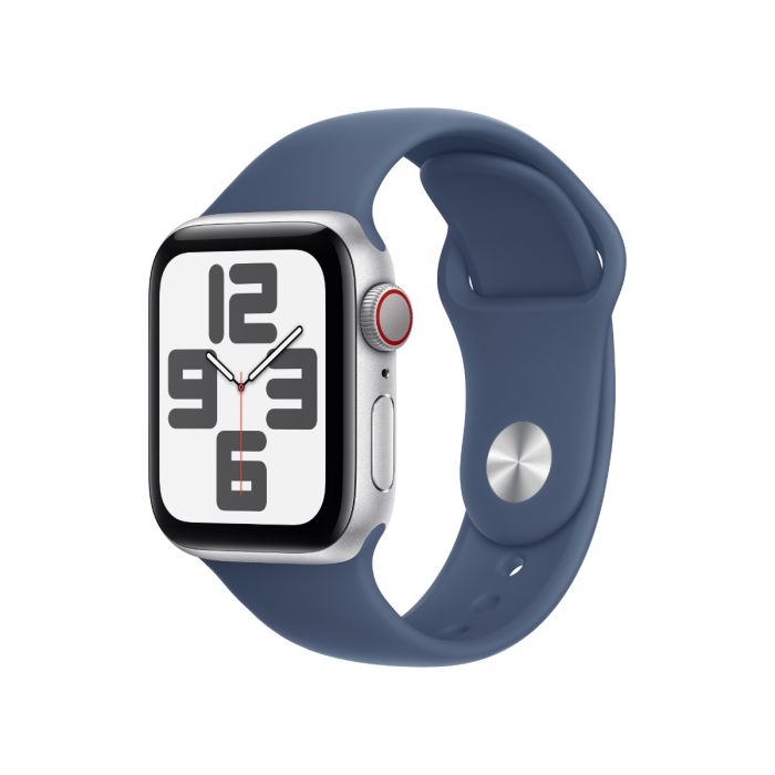 APPLE WATCH SE GPS CELLULAR 40MM SILVER ALUMINIUM CASE WITH DENIM SPORT BAND S M MXGF3ZP A