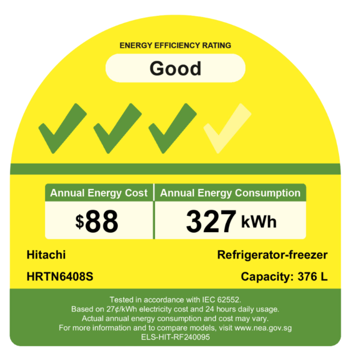 Hitachi 2 Door Fridge - Dual Cooling, 374L, Inox