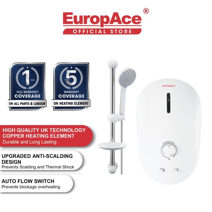 EuropAce Water Heater EWH1500W, Copper Element, Anti-Scald