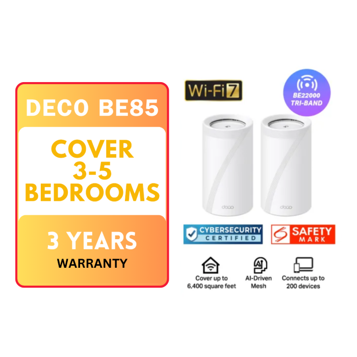 TPLINK BE22000 WIFI 7 HOMEMESH TPL-DECO-BE85-2PK | Gain City Singapore