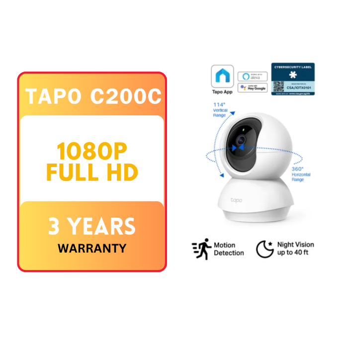 TPLINK PAN/TILT IP CAMERA TPL-TAPO-C200C | Gain City Singapore
