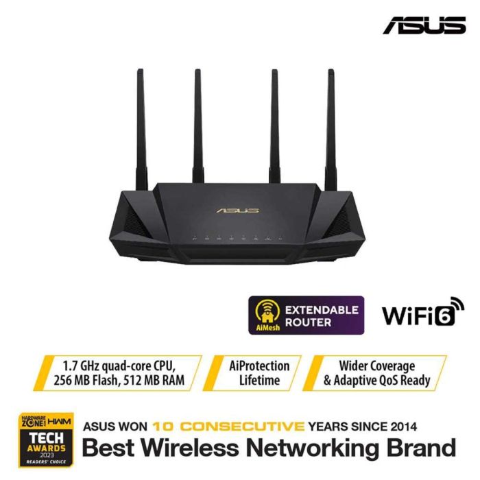 ASUS AX3000 DUAL BAND WIFI 6 ROUTER RT-AX3000 V2 | Gain City Singapore
