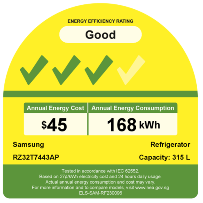 Samsung refrigerator electricity consumption discount