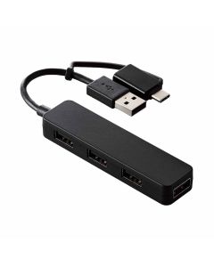 ELECOM 4-IN-1 2.0 USB-A (SWAPPABLE USB-C) HUB - BLACK U2H-CA4003BBK
