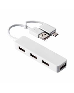 ELECOM 4-IN-1 2.0 USB-A (SWAPPABLE USB-C) HUB - WHITE U2H-CA4003BWH