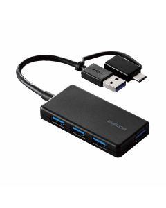 ELECOM 4-IN-1 3.1 USB-A (SWAPPABLE USB-C) HUB - BLACK U3H-CA4004BBK