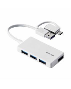 ELECOM 4-IN-1 3.1 USB-A (SWAPPABLE USB-C) HUB - WHITE U3H-CA4004BWH