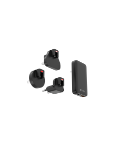 MAZER 65W GANPRESTIGE SLIM 2 GAN ADAPTER W/TRAVEL PLUGS - BLACK M-G65SLIM-BK