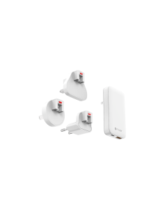 MAZER 65W GANPRESTIGE SLIM 2 GAN ADAPTER W/TRAVEL PLUGS - WHITE M-G65SLIM-WH