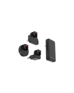 MAZER 65W GANPRESTIGE SLIM 2C GAN ADAPTER W/TRAVEL PLUGS - BLACK M-G65SLIM2C-BK