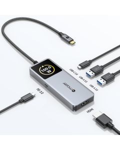 MAZER 100W 5-IN-1 INFINITEHUB AI USB-C HUB W/SMART DISPLAY M-AI-HUB70-GY