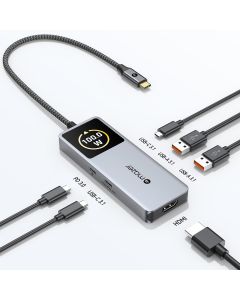MAZER 100W 6-IN-1 INFINITEHUB AI USB-C HUB W/SMART DISPLAY M-AI-HUB71-GY