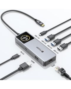 MAZER 100W 7-IN-1 INFINITEHUB AI USB-C HUB W/SMART DISPLAY M-AI-HUB72-GY