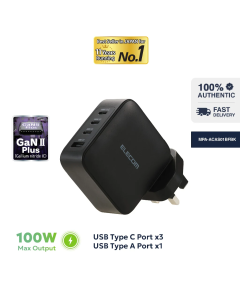 ELECOM 100W 4-PORT GAN II PLUS WALL CHARGER - BLACK MPA-ACAS01BFBK