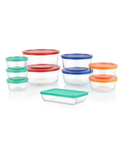 PYREX 20PC GLASS STORAGE SET 1138286-MIX COLOURS