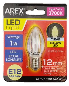 AREX E12 2700K LED BULB YELLOW ART-L1B2012A-1W