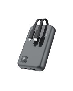 MAZER POWER CHARGE LINK 10000MAH POWERBANK W/CABLES - GREY M-EGLINK10.0TRIO-GY