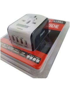 MORRIES TRAVEL ADAPTOR W/3USB( MS-R34-TYPE C