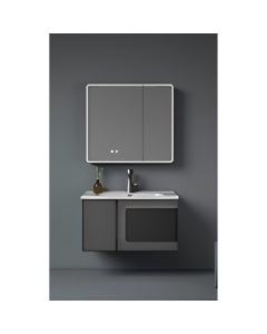 HOUSS LED MIRROR CABINET ALUMINIUM BLACK HBV-Q60-MC