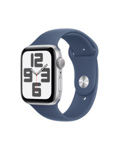 APPLE WATCH SE GPS 44MM SILVER ALUMINIUM CASE WITH DENIM SPORT BAND - M/L MXER3ZP/A