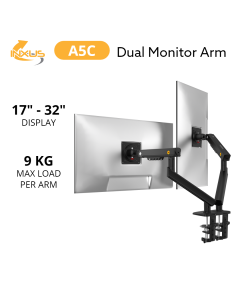 NORTH BAYOU DUAL SCREEN | 9KG MAX | 17-32" MONITOR ARM A5C - BLACK