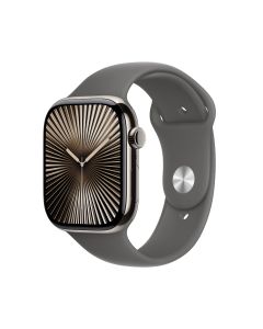 APPLE WATCH SERIES 10 GPS + CELLULAR 46MM NATURAL TITANIUM CASE WITH STONE GREY SPORT BAND - M/L MWYA3ZP/A