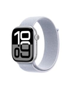 APPLE WATCH SERIES 10 GPS 46MM SILVER ALUMINIUM CASE WITH BLUE CLOUD SPORT LOOP MWWN3ZP/A
