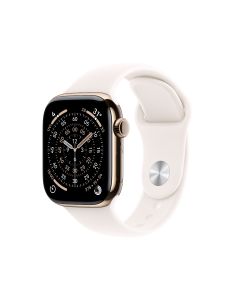 APPLE WATCH SERIES 11 GPS + CELLULAR 46MM GOLD TITANIUM CASE WITH LIGHT BLUSH SPORT BAND - S/M MFD54X/A