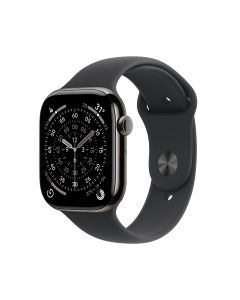 APPLE WATCH SERIES 11 GPS + CELLULAR 46MM SLATE TITANIUM CASE WITH BLACK SPORT BAND - S/M MFD14X/A