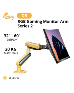 North Bayou Single Screen | 20KG |32-60" Monitor Arm With RGB Light D9 - YELLOW