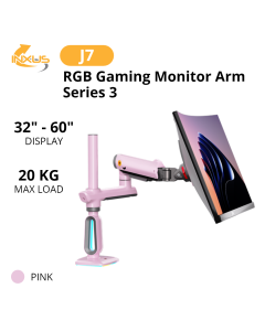 North Bayou Single Screen | 20KG |32-60" Monitor Arm With RGB Light J7 - PINK