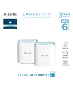 D-LINK AX1500 EAGLE PRO AI MESH ROUTER (2 PACK) M15 (2P)