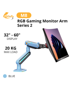 North Bayou Single Screen | 20KG |32-60" Monitor Arm With RGB Light M8 - BLUE